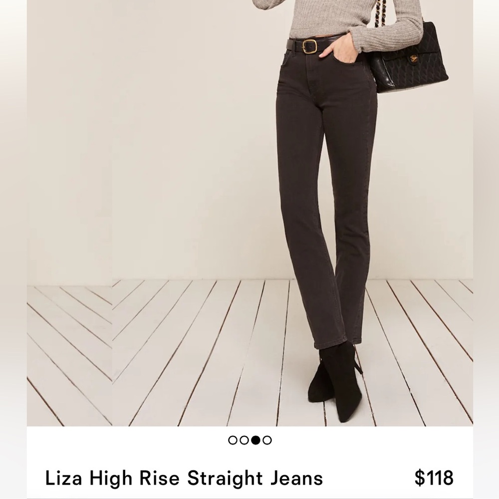 Reformation Liza High Rise Slim Straight Cropped Jeans - Black